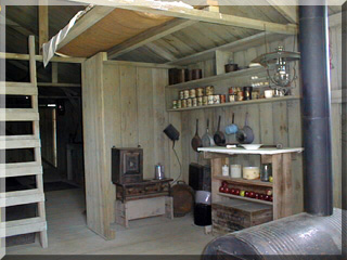 Kitchen area in replica of 1903 living quarters